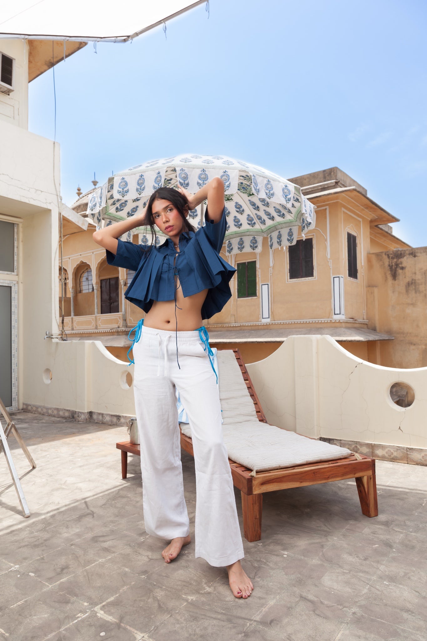 Ocean Pleated Shirt